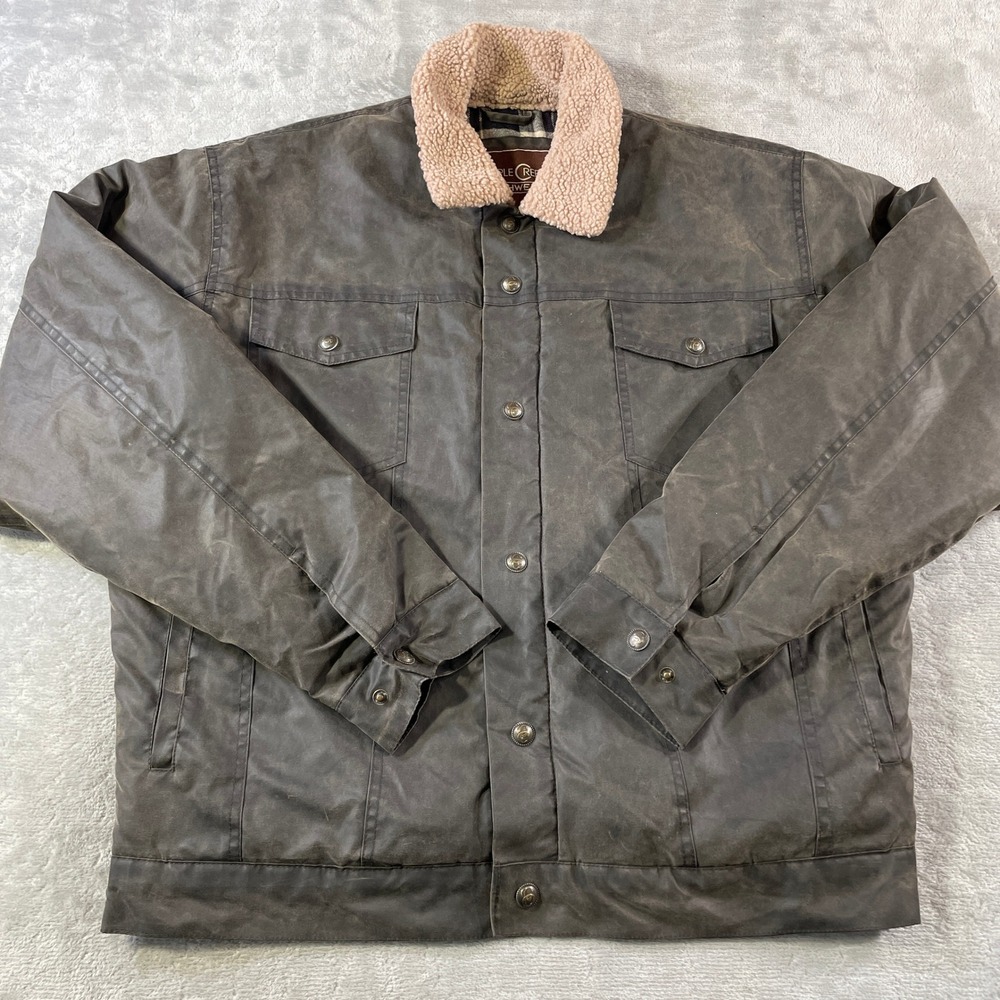 Cripple Creek Ranchwear Jacket Mens Large Brown Sherpa Collar Western Cowboy